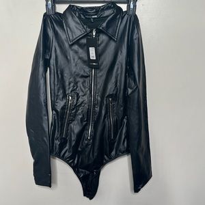 Fashion Nova .Biker baddie bodysuit- Black